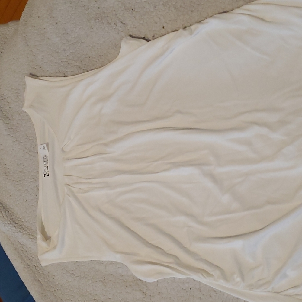 New York & Co white sleeveless top with neck pleating and side ruching